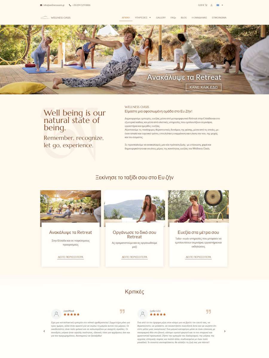 WellnessOasis.gr Booking Website Screenshot